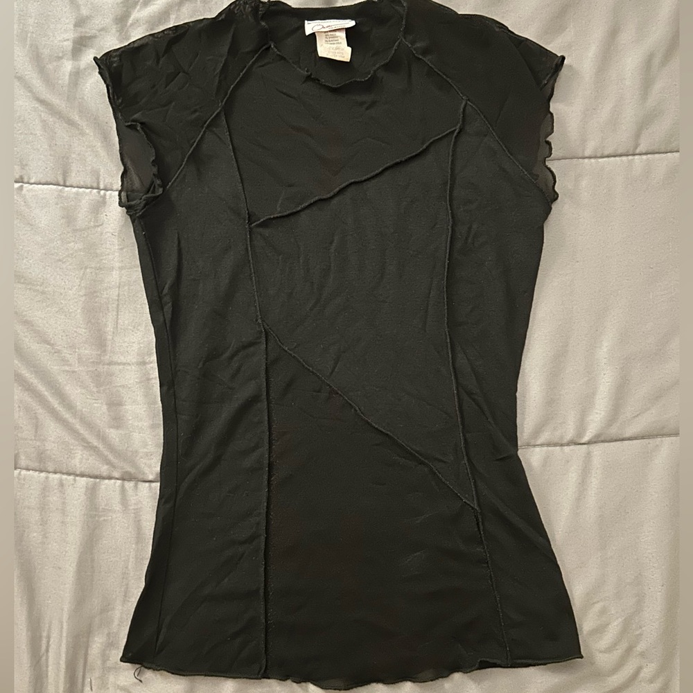 Vintage Fitted Black Lines Design Top~
